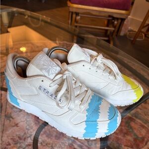 Reebok Strada Sneakers in White, Blue, and Yellow